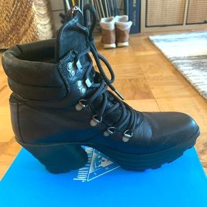 John Fluevog platform hiking boots.